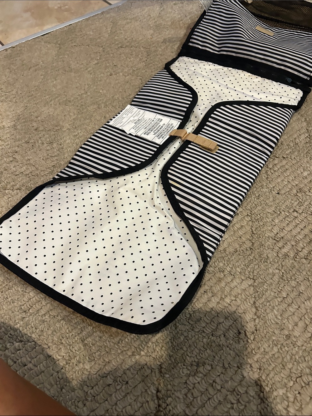 Skip Hop Black & White Striped Men's Toiletry Bag with Tan Accents - Picture 6 of 11
